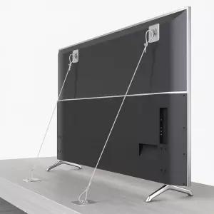 조절 가능한 42인치 TV 안전 스트랩 2팩 드릴 없음 팁 방지 및 가구용 4개의 여분 접착 패드로 평평한 화면