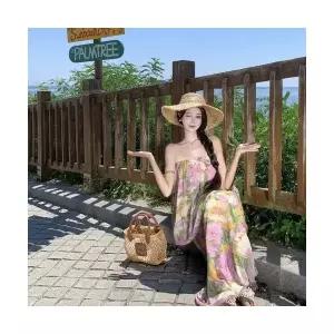 에네로 플라워 프린트원피스 빈티지 뷔스티에 원피스 여름 바캉스 슬림핏 오프숄더 롱 스커트 UNO2