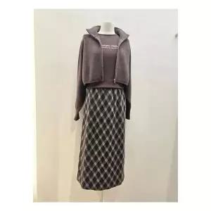 숲 (SBASR33) 밴딩 체크 롱 스커트 1097299