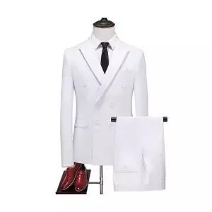 투피스 남성정장자켓 트렌디 아이템 정장세트 더블 버튼 퓨어 칼라 슬림 HT5