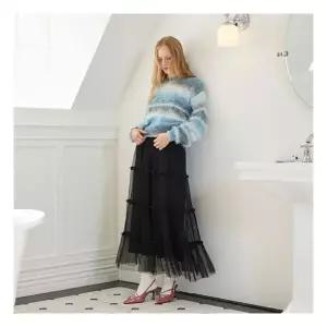 에고이스트 ER4OSK01 로맨틱티어드 밴딩 롱스커트 (25년 겨울) 1097592