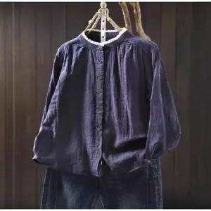 여성용 캐주얼 가을 면사 차이나 셔츠 슬림핏 SPO마켓3