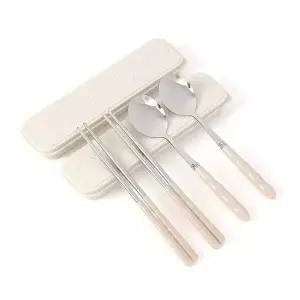 휴대용 수저세트(숟가락 젓가락) 케이스 아이보리 캠핑수저세트