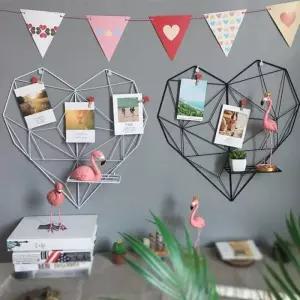 보드 철망 메쉬 진열대 하트 장식 벽행거 인테리어 포토월 사진선반 벽걸이선반 네트
