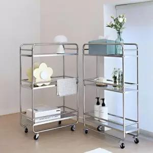 선반 수납 스텐 트레이 트롤리 모던 이동식 슬림 3단