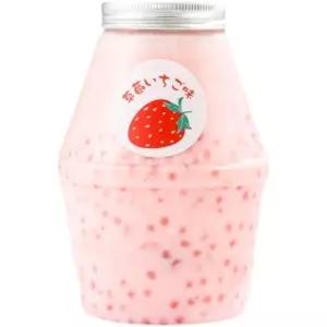 바나나우유병 딸기 과일청 뚜껑있는 업소용 라떼 딸기라떼 병 딸기우유 용기 50개 밀크티