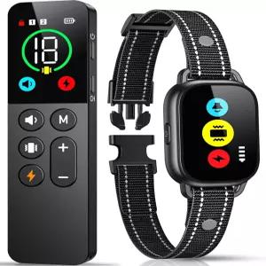 리모컨이 있는 반려견 훈련 칼라 3가지 모드 및 콘이 스마트 충격 대형 중형견을 위한 방수 전동