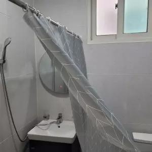 P1 헤링본 방수 비닐 샤워커튼 그레이 180x180