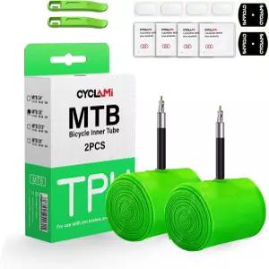 사이클라미 2팩 초경량 TPU 산악 자전거 내부 튜브 29/27.5/26인치 x1.9-2.5 타이어와 호환 프레스타 밸브