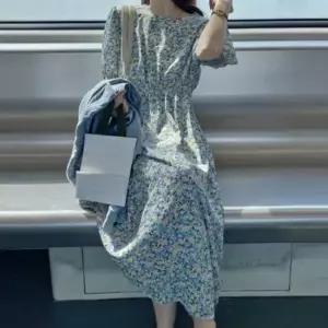 플라워패턴 반팔 롱원피스 A라인 바캉스룩 데이트코디 봄원피스 플라워원피스