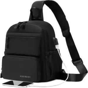 남성용 방지 슬링 크로스바디 백팩 숄더백 캐주얼 캠핑 자전거 여행용 USB 충전 포트가 있는 미니 가슴