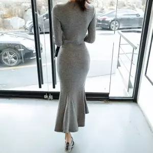 여사친 치마 원피스 롱 가을 추동 라운드 머메이드 긴팔 슬림 원픽3