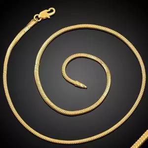 사각 스네이크 18KGP 목걸이