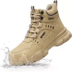 남성용 스틸 토 부츠 하이탑 안전 케블라 펑크 방지 미드솔 편안한 산업용 작업화 스플래시 보타스 데