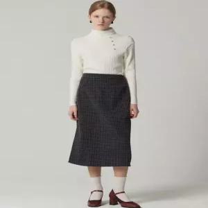 [패플단독] [(OZOC)] 잔체크 하프밴딩 H라인 스커트 (택가격 85000원)