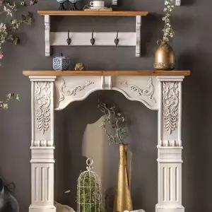 북유럽 엔틱 벽난로 복도장 원목 현관 콘솔 장