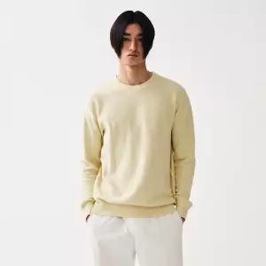 STCO투톤 조직 니트_옐로우 베이직핏SAKWU10612B