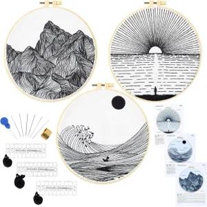 초보자를 위한 크래프마노에 쉬운 자수 키트 스타터 바다 도장 크로스 스티치 라인 핸드 바늘 포인트 후프