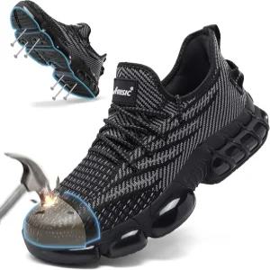 남성용 스틸 토 슈즈 여성용 편안한 경량 안전 운동화 미끄럼 방지 작업화 건설용 복합 스니커즈