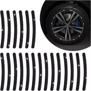 Osilly 20PCS 블링 반사 자동차 휠 장식 스트라이프 스티커 라인스톤 스크래치 방지 차량 야간 안전 경고