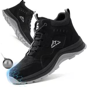 남성용 작업화 스틸 토 슈즈 편안한 작업 안전화 하이탑 산업 건설 부츠 파괴 불가능한 작업용 운동화 경량