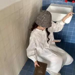 무천도사 여사친 여성 가을 루즈핏롱 타이 자수 톱 셔츠 긴팔 KKE3