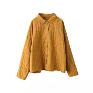 무천도사 여친 여자 가을 빈티지 셔츠 린넨 루즈핏롱 연사 긴팔 칼라 샌드 워싱 KKE3