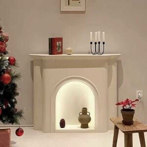 벽난로 콘솔 인테리어 1 테이블 폭좁은 90x25x74 LED 구름