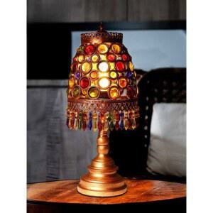 태국 동남 엔틱협탁 스탠드조명 버튼
