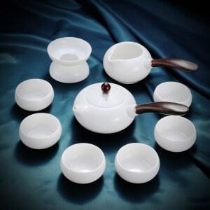 티세트 흰색 도자기 작은 차 홈 커버 그릇 용품 컵 조합 빛 럭셔리 찻주전자