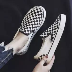 체크슬립온 실내 운동화 여자용 학생용 끈없는운동화 aVJ9+1qCW