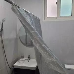 P1 헤링본 방수 비닐 샤워커튼 그레이 180x180