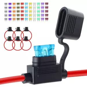 6팩 인라인 퓨즈 홀더 12V 업그레이드된 12AWG 방수 66개(2A/3A/5A/7.5A/10A/15A/20A/25A/30A/35A/40A)
