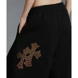 매장정품[브랜드명]LIKE THE MOST 레오파드 트윈 크로스 아플리케 트레이닝 핀턱 와이드 팬츠_블랙50125451