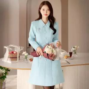 시크라인 ~XXL까지 레오닛 카라 트위드 벨트 원피스 겨울 하객룩 오피스룩 모임룩 격식룩 연말룩 빅사이즈1