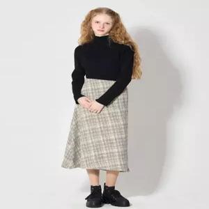 [(OZOC)] 클래식 체크 롱 스커트 (택가격 112000원)