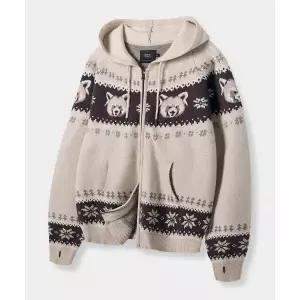 매장정품[브랜드명]디미트리 블랙 DIMITRI BLACK 2WAY 에센셜 헤비웨이트 노르딕 가디건_후드 베이지DBE8TH