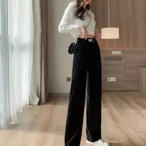 팬츠 바지 여사친 봄 캐주얼 기모 무 하이웨스트 루즈핏 슬림핏 빅사이즈 일자 배기 와이드 원픽1