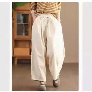 바지 면 빈티지 봄 여자 이너웨어 칼라 배기팬츠 슬랙스 퓨어 앤티크룩 힘찬 원픽1