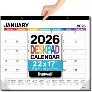 던웰 2026 데스크 캘린더 22x17 대형 월간 블로터 또는 매달린 벽 컬러풀한 디자인 2026년 1월부터