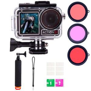 [미국배송] DJI 오스모 액션 5 프로 / 4 3용 유니슨펫 방수 케이스 3팩 다이브 필터 196FT 60M 수중 보호 하우징 키트 프로페셔널 카메라 액세서리 포함