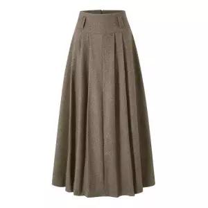 탱커스 헤링본 플리츠 주름 플레어 롱 스커트 (TX4SK014L0)
