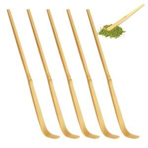 계량용 대나무 말차 스쿱 5개 - 파우더, 커피 및 에스프레소용 전통 일본 차샤쿠 티 스푼, 18cm 의식용 차 측정 기구 녹차 스푼