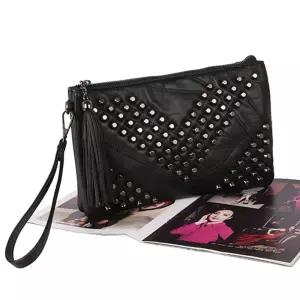 여성 양가죽 태슬 스터드 포인트 클러치 크로스백 izH9+4xAn