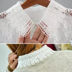 여자 자수 레이스 가짜 카라 블라우스 넥 케이프 패션 hsl6+8uaW