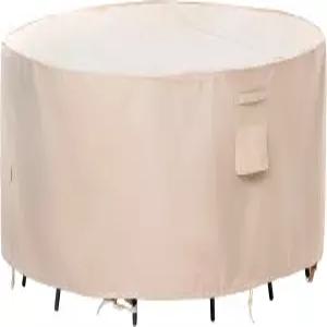 F J 아웃도어 파티오 가구 커버 방수 UV 저항 립 스톱 패브릭 야외 테이블 원형 베이지 62인치 다이아 x