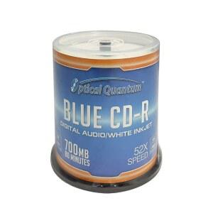 [미국배송] 광학 양자 디지털 오디오 음악 700MB 52배 블루 AZO CD-R 화이트 잉크젯 인쇄 가능 디스크 100개