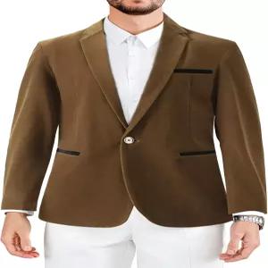남성 캐주얼 코듀로이 블 스포츠 코트 슬림 핏 원 버튼 노치 라펠 수트 재킷 데일리웨어 직장 결혼식 및