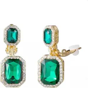 여성용 귀걸이에 부착된 오스트리아 크리스탈 사각형 모양의 댕글 드롭 클립