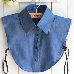 심플 레이어드 페이크 카라 넥 케이프 블라우스 카라 WmJ9+9TNR